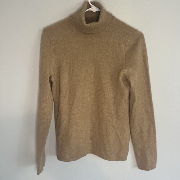 Lord & Taylor Womens 100% Cashmere Turtleneck Sweater Sz S Brown Preppy Flaw - Picture 2 of 12